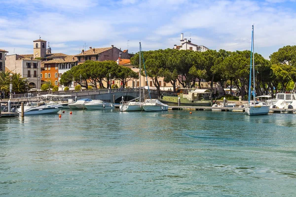 Desenzano Del Garda Italy April 2019 Boats Moored Embankment Lake Stock Photo