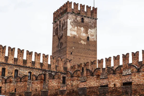 Verona Italien 2019 Fragment Beskyttelse Fæstningen Castelvecchio - Stock-foto