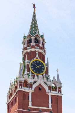 Moskova, Rusya, 16 Mayıs 2019. Moskova Kremlin Spasskaya Kulesi