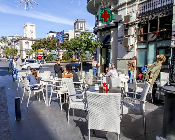 Las Palmas Gran Canaria Hiszpania Stycznia 2018 Malownicza Kawiarnia Pięknej — Zdjęcie stockowe