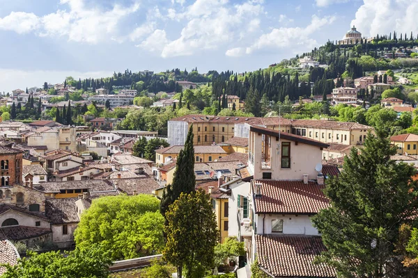 Verona Italia Abril 2019 Vista Aérea Ciudad Sus Alrededores Desde — Foto de Stock