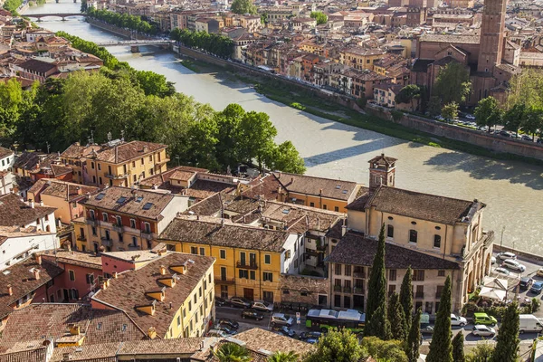 Verona Italië April 2019 Antenne Een Uitzicht Oude Stad Rivierdijken — Stockfoto