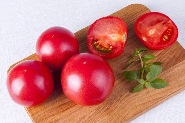 Los Ingredientes Para Cocción Salta Los Tomates Frescos Albahaca —  Fotos de Stock