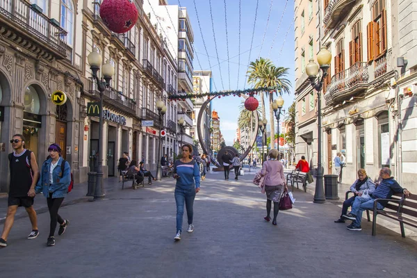Las Palmas Gran Canaria España Enero 2018 Triana Hermosa Calle — Foto de Stock