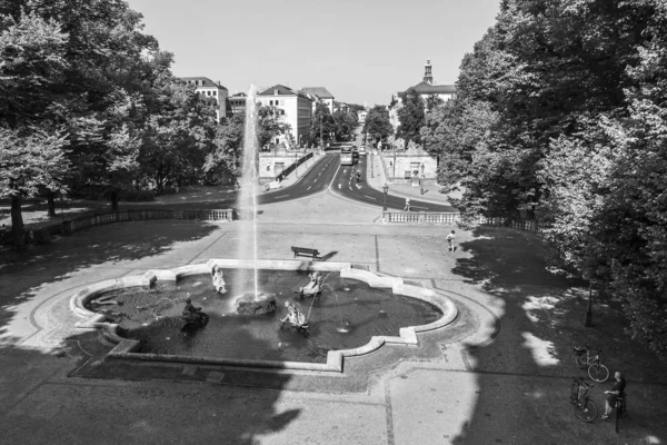 München Deutschland August 2018 Der Schöne Brunnen Schmückt Den Stadtplatz — Stockfoto