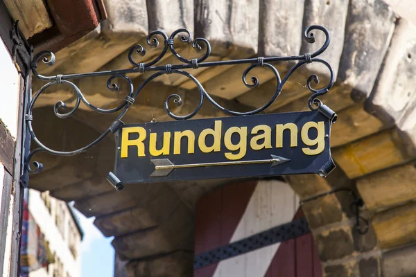 Norymberga Niemcy Sierpnia 2018 Starożytny Znak Tradycyjnym Bawarskim Stylu Budynku — Zdjęcie stockowe