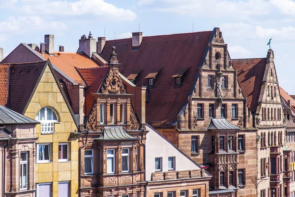 2018年8月21日 德国纽伦堡 旧城中典型建筑群的碎片 — 图库照片