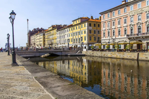 Trieste Italia Agosto 2019 Vista Panorámica Del Canal Grande Conjunto — Foto de Stock