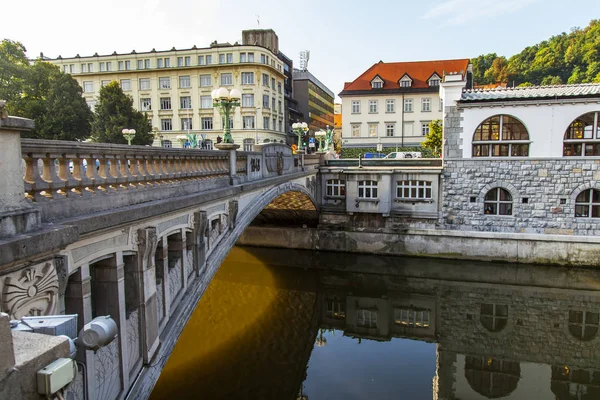 Ljubljana Slovenya Ağustos 2019 Pitoresk Şehir Manzarası Nehir Seti Ljubljanica — Stok fotoğraf