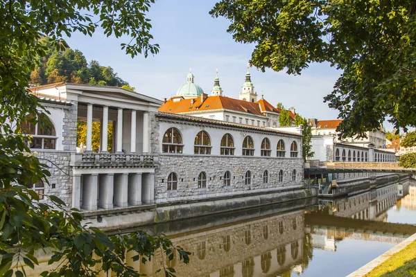 Ljubljana Slovenia August 2019 Scenic Urban View Ljubljanica River Embankment — Stock Photo, Image