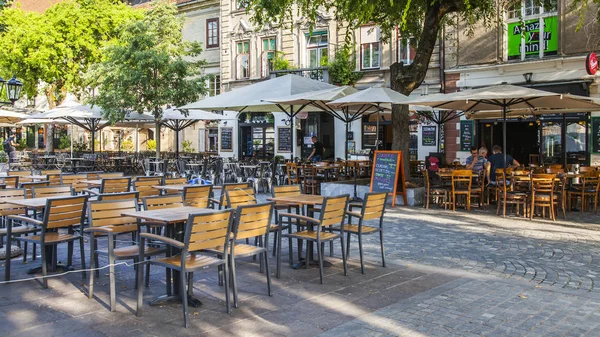 Liubliana Eslovênia Agosto 2019 Café Rua Acolhedor Uma Parte Histórica — Fotografia de Stock