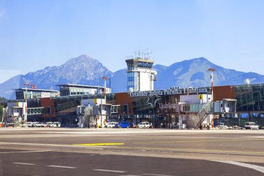 Ljubljana, Slovenya, 10 Ağustos 2019. Ljubljana Uluslararası Havaalanı.
