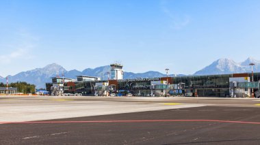 Ljubljana, Slovenya, 10 Ağustos 2019. Ljubljana Uluslararası Havaalanı.