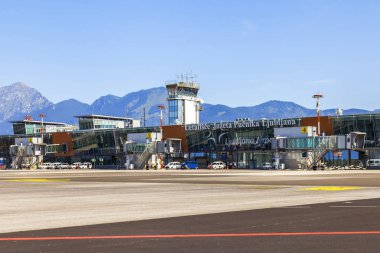 Ljubljana, Slovenya, 10 Ağustos 2019. Ljubljana Uluslararası Havaalanı.