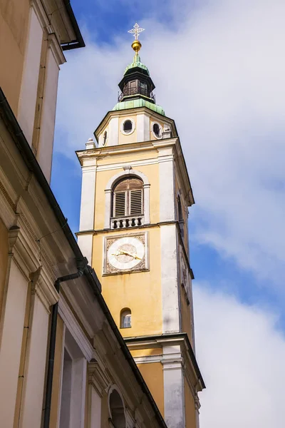 Ljubljana Slovenia Elokuuta 2019 Pyhän Nikolauksen Katedraali Yksi Kaupungin Tärkeimmistä — kuvapankkivalokuva