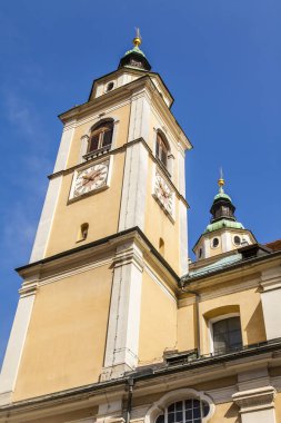 Ljubljana, Slovenya, 5 Ağustos 2019. St Nicholas Katedrali, şehrin ana konumlar biri. Mimari Parça