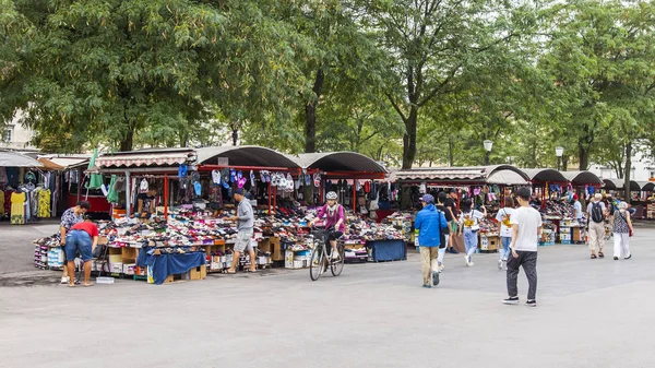 Ljubljana Slovenya Ağustos 2019 Kentin Tarihi Bölümünde Geleneksel Pazar Çiftlik — Stok fotoğraf