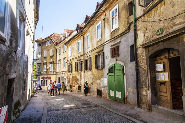 Ljubljana Slovenien Augusti 2019 Pittoresk Utsikt Över Staden Vacker Gata — Stockfoto