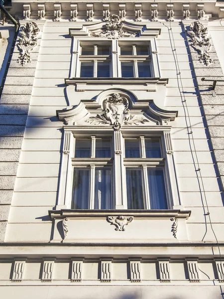 Liubliana Eslovenia Agosto 2019 Fragmento Fachada Del Edificio Histórico Estilo — Foto de Stock