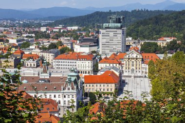 Ljubljana, Slovenya, 5 Ağustos 2019. inceleme sitesi Ljubljanski grad pitoresk şehir görünümü