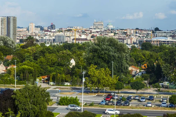 Belgrad Serbia Sierpnia 2019 Panoramiczny Widok Dużego Punktu — Zdjęcie stockowe