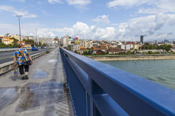 Belgrad Sırbistan Ağustos 2019 Şehir Manzarası Sava Nehri Üzerindeki Köprü — Stok fotoğraf