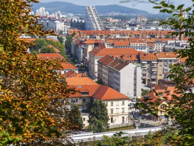 Ljubljana, Slovenya, 5 Ağustos 2019. inceleme sitesi Ljubljanski grad pitoresk şehir görünümü