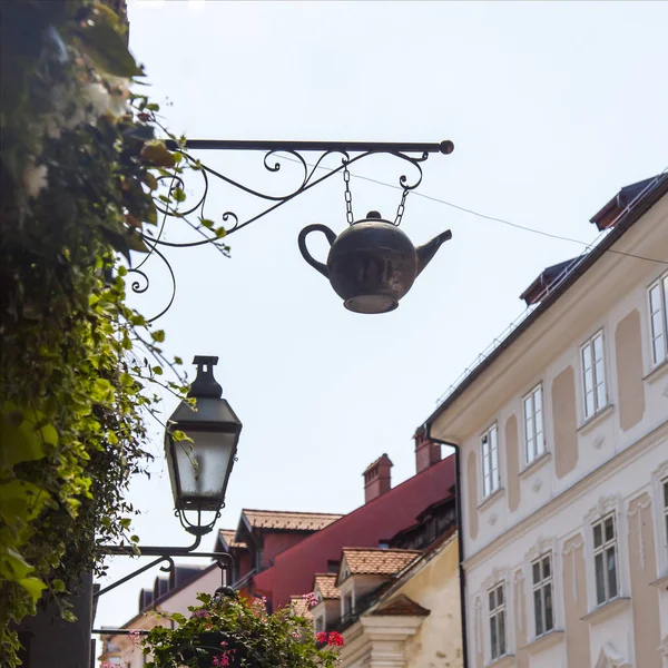 Ljubljana Slovénie Août 2019 Panneau Traditionnel Vintage Dans Partie Historique — Photo