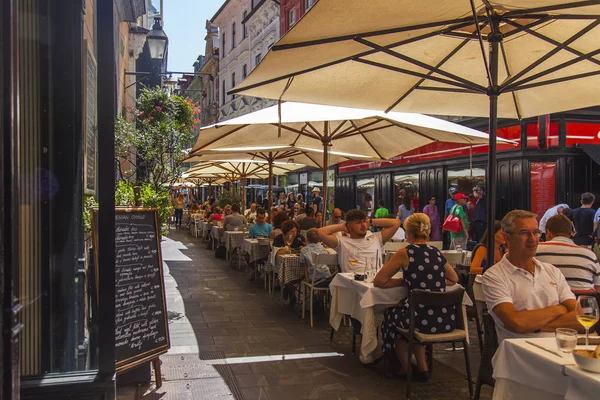 Ljubljana Slovénie Août 2019 Vue Pittoresque Sur Ville Café Rue — Photo