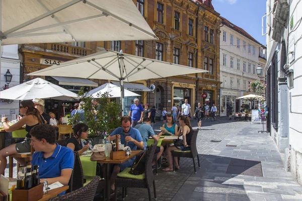 Ljubljana Slovénie Août 2019 Vue Pittoresque Sur Ville Café Rue — Photo