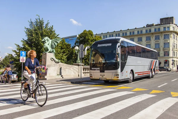 Liubliana Eslovenia Agosto 2019 Autobús Calle Ciudad Parte Histórica Ciudad —  Fotos de Stock