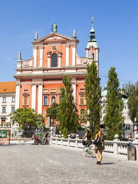 Lublaň Slovinsko Srpna 2019 Františský Kostel Zvěstování Slovinsky Franciskanska Cerkev — Stock fotografie