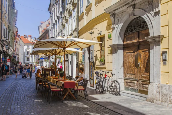 Ljubljana Slovénie Août 2019 Vue Pittoresque Sur Ville Café Rue — Photo