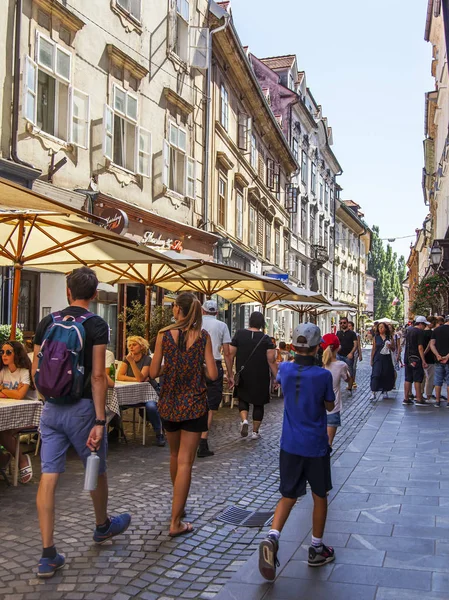 Liubliana Eslovenia Agosto 2019 Vista Pintoresca Ciudad Hermosa Calle Parte — Foto de Stock