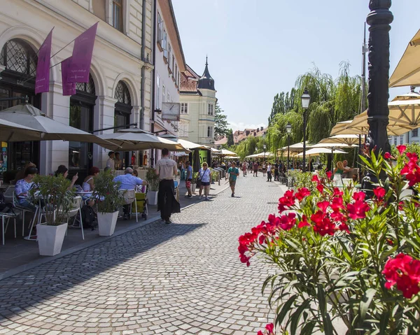 Ljubljana Slovenia August 2019 Picturesque City View Cosy Street Cafe — Stock Photo, Image
