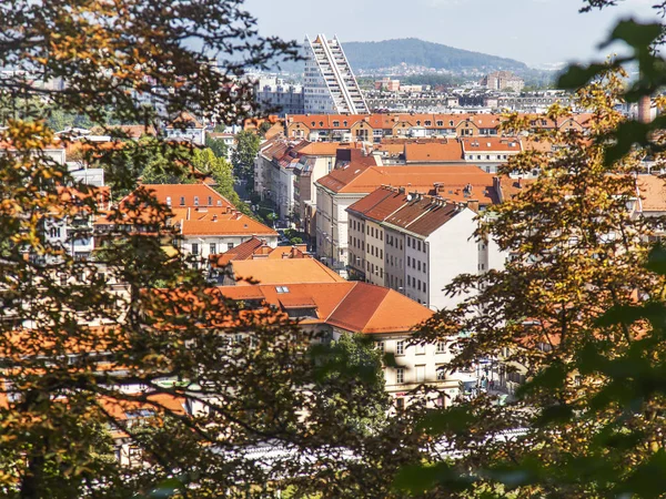 stock image Ljubljana, Slovenia, August 5, 2019. Picturesque city view from the review site Ljubljanski grad