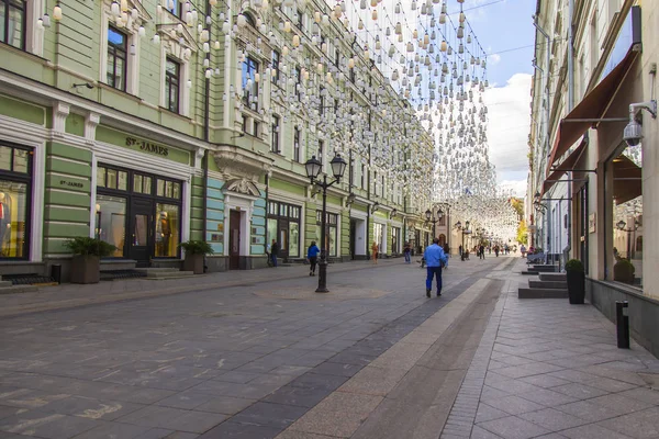 Mosca Russia Agosto 2019 Stoleshnikov Lane Una Delle Tipiche Strade — Foto Stock