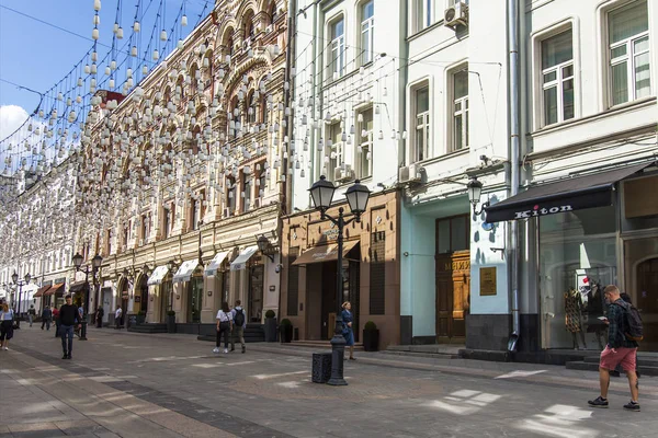 Moscú Rusia Agosto 2019 Stoleshnikov Lane Una Las Calles Típicas —  Fotos de Stock