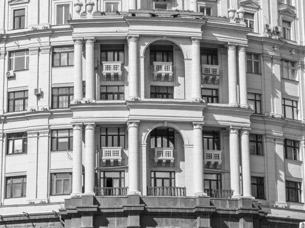 Moskva Ryssland Augusti 2019 Fragment Fasaden Typisk Historisk Byggnad Centrum — Stockfoto