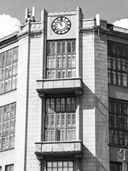 Moscou Rússia Agosto 2019 Fragmento Fachada Típico Edifício Histórico Centro — Fotografia de Stock