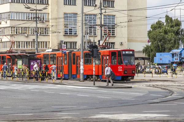 Belgrade Serbia August 2019 City View Old Tram Goes Street — Stock Photo, Image