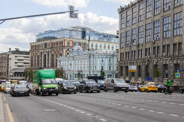 Moscú Rusia Agosto 2019 Tverskaya Una Las Calles Principales Capital — Foto de Stock