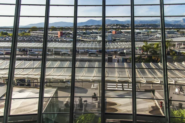 Niza Francia Octubre 2019 Vista Desde Ventana Panorámica Terminal Pasajeros —  Fotos de Stock