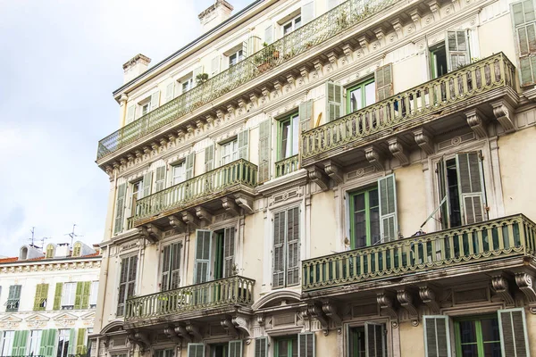 Nicea Francja Października 2019 Fragment Fasady Budynku Mieszkalnego Typowego Dla — Zdjęcie stockowe