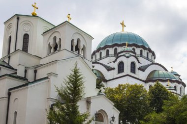 Belgrad, Sırbistan, 3 Ağustos 2019. Şehrin en büyük Ortodoks kilisesi St. Savva Kilisesi 'dir. Mimari Parça