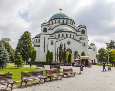 Belgrad, Sırbistan, 3 Ağustos 2019. Şehrin en büyük Ortodoks kilisesi St. Savva Kilisesi 'dir.. 