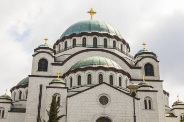 Belgrad, Sırbistan, 3 Ağustos 2019. Şehrin en büyük Ortodoks kilisesi St. Savva Kilisesi 'dir. Mimari Parça