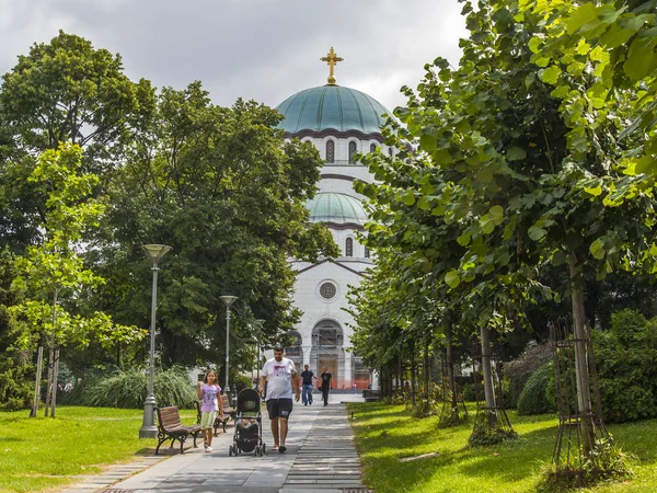 Belgrad Serbien August 2019 Die Menschen Gehen Die Kirche Von — Stockfoto