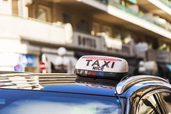 Pěkné Francie Října2019 Výhled Město Taxi Projížďky Ulicí Centrální Části — Stock fotografie