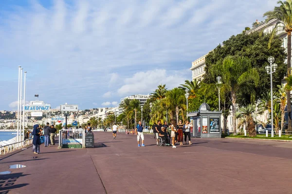Nicea Francja Października 2019 Malowniczy Widok Słynną Promenadę Anglików Jej — Zdjęcie stockowe